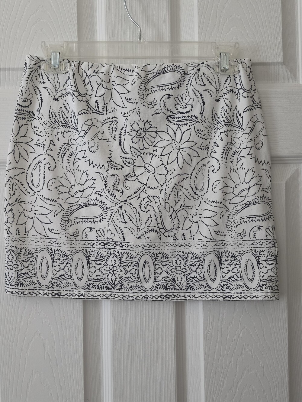 Aeropostale White Mini Skirt with Black Floral Border